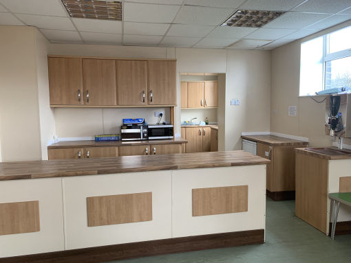 inside the kitchen of Springhead Congrgational Church, Oldham
